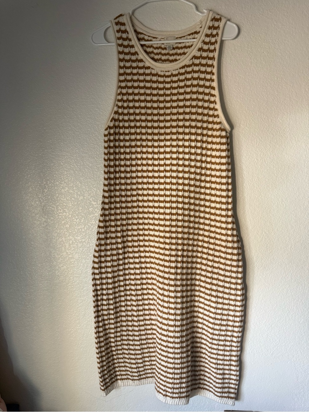 a new day Striped Knit Midi Dress in Cream and Brown